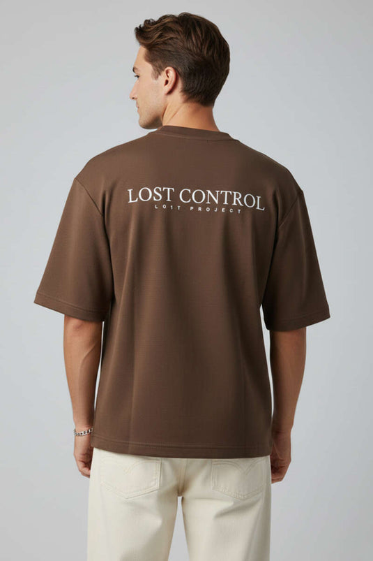 Lost Control bedrucktes Herren-T-Shirt Kaffee
