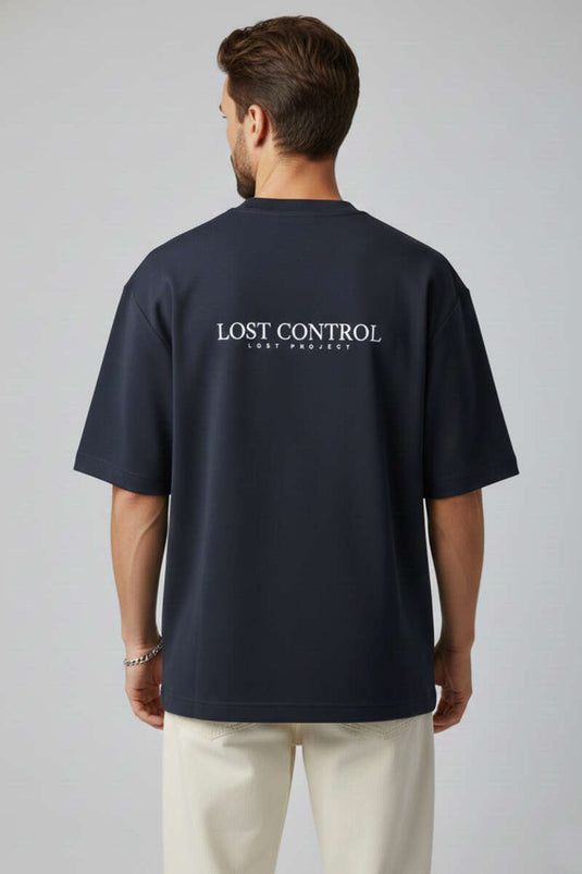 تيشيرت رجالي لون كحلي بطبعة Lost Control