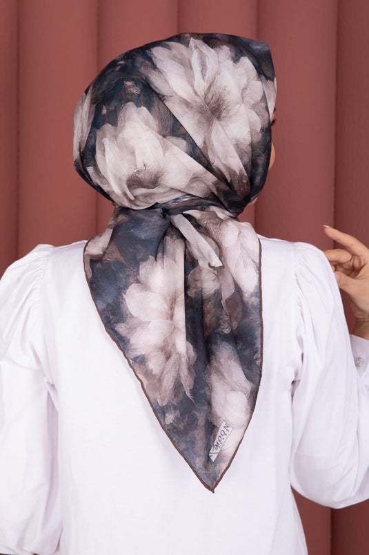 Lotus Flower Patterned Scarf Series Khaki