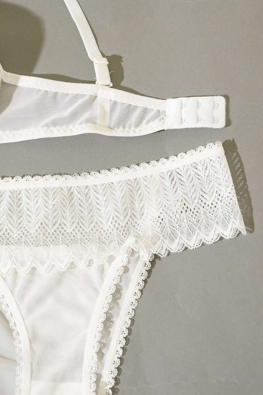 طقم حمالة صدر جاكار مدعوم من لوتس - لون بيج