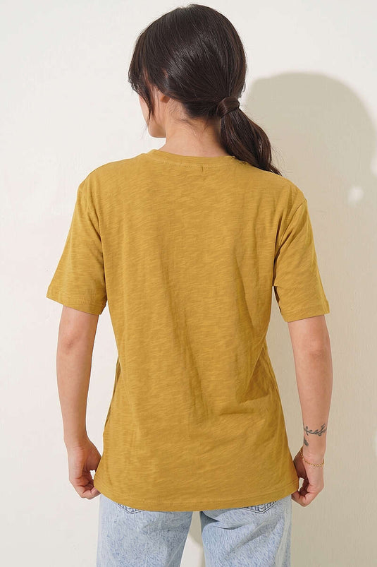 T-shirt Love imprimé vert olive