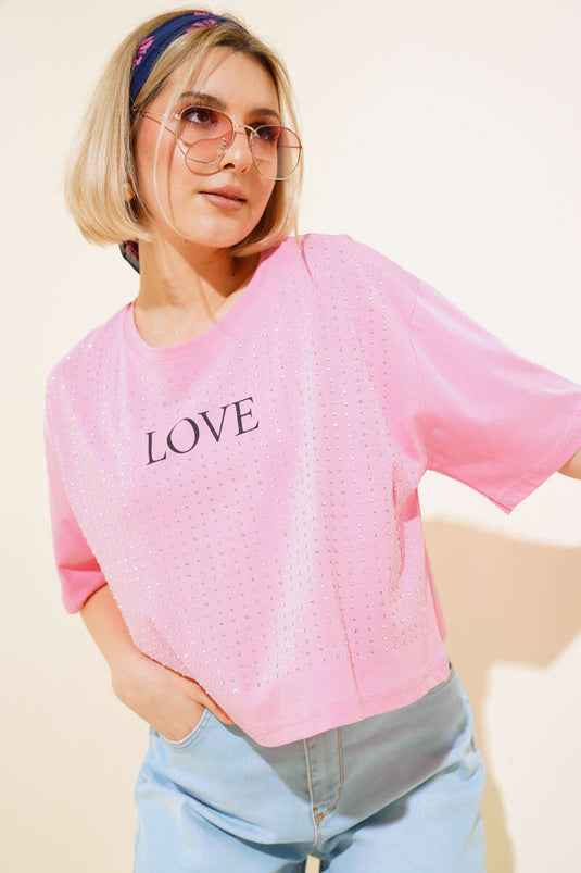 T-shirt Pierre Imprimé Love Rose