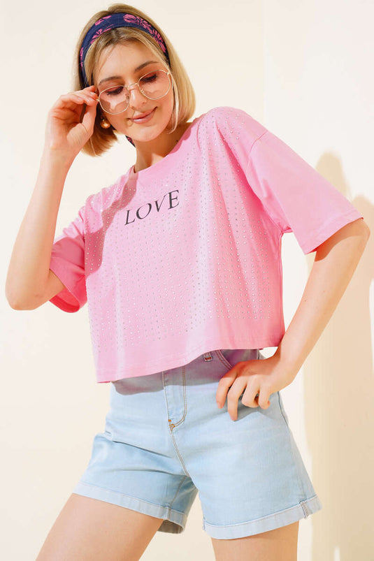 T-shirt Pierre Imprimé Love Rose