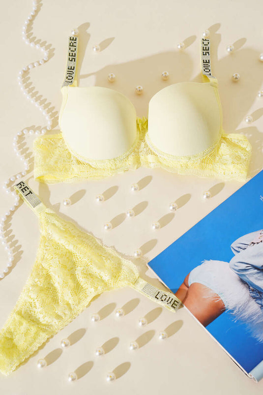 Ensemble soutien-gorge rembourré Love Stone vert citron