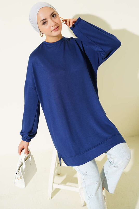 Loyşa Emblem Detailed Loose Tunic Indigo