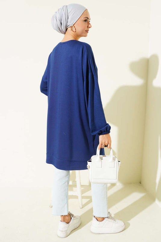 Loyşa Emblem Detailed Loose Tunic Indigo