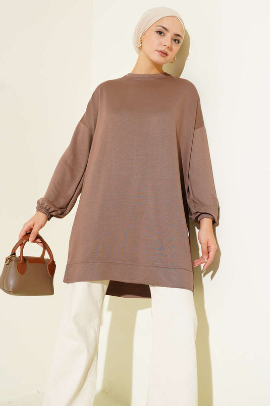Loyşa Emblem Detailed Casual Tunic Brown