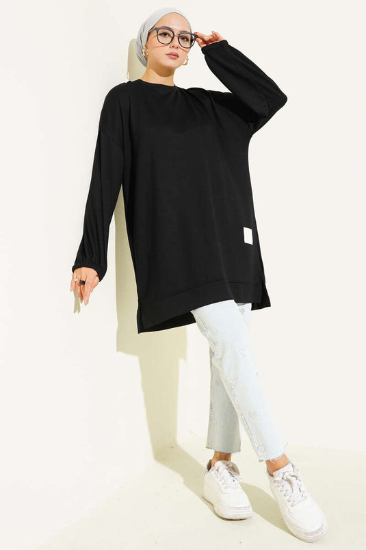 Loyşa Emblem Detailed Casual Tunic Black