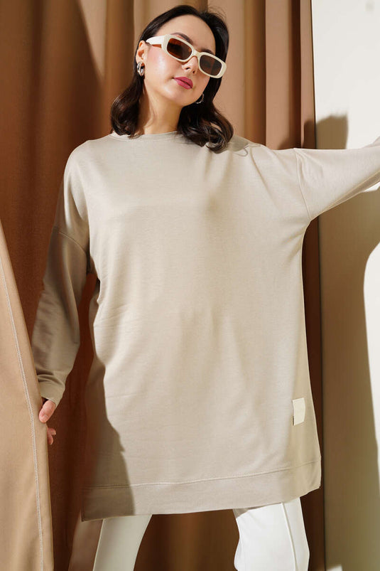 Loyşa Armalı Basic Tunik Bej