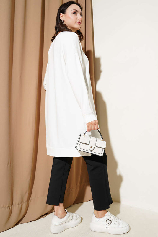 Loyşa bestickte Basic-Tunika Ecru