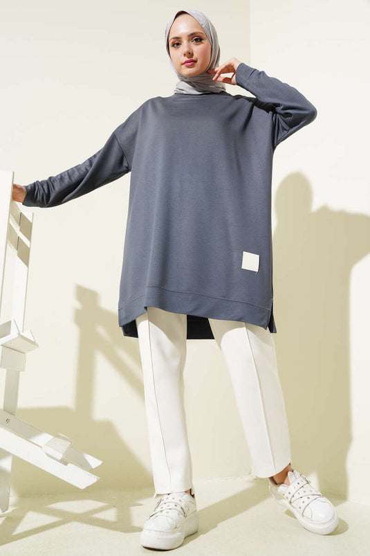 تونيك لويشا الأساسي المطرز باللون الدخاني