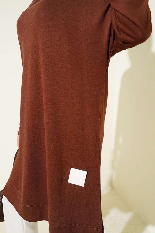 Loyşa Armalı Basic Tunik Kahve