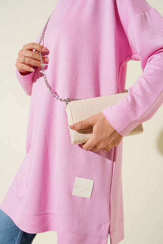 Loyşa Armalı Basic Tunik Pembe