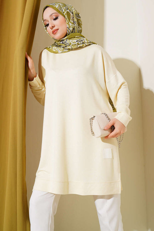 Loyşa Armalı Basic Tunik Sarı
