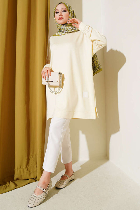 Loyşa Armalı Basic Tunik Sarı