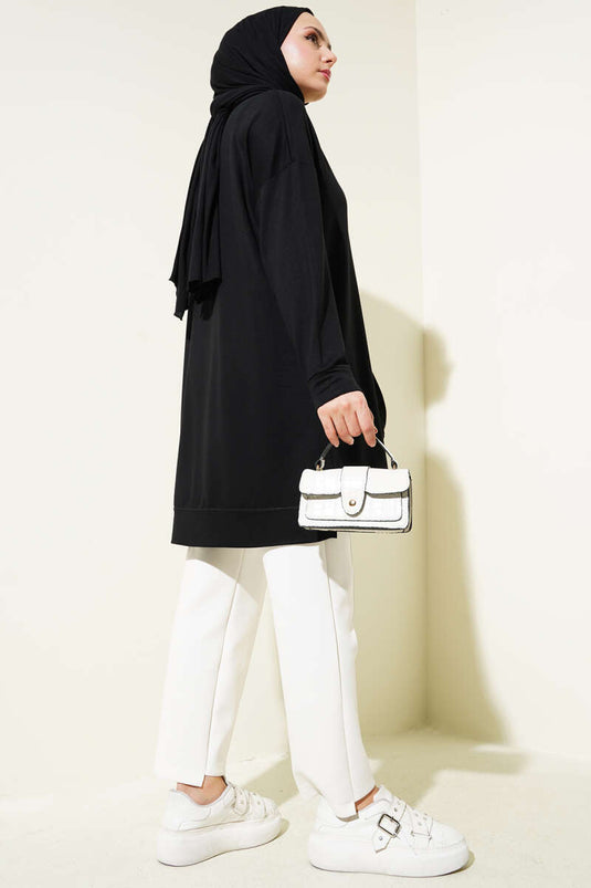 تونيك لويزا الأساسي المطرز باللون الأسود