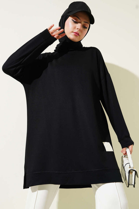 تونيك لويزا الأساسي المطرز باللون الأسود