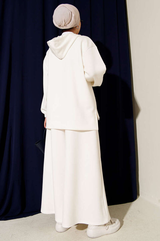 Loyşa Basic Tweedelige Set Met Ritssluiting En Capuchon Wit