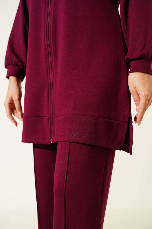 Loysa Basic Kapuzen-Zweiteiler, Burgunderrot