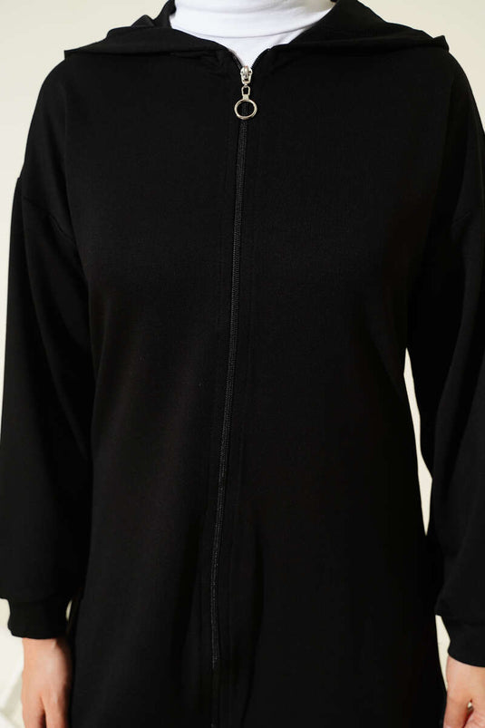 طقم لويزا الأساسي المكون من قطعتين بغطاء رأس، أسود