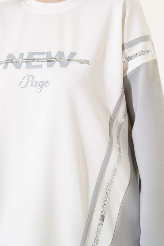 Zweiteiliger Anzug mit Pailletten und Aufdruck Loysha Grau