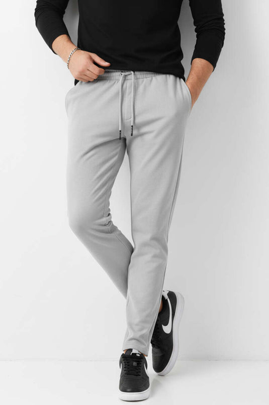 Pantalon homme gris en lycra avec cordon à la taille Loyşa Bel
