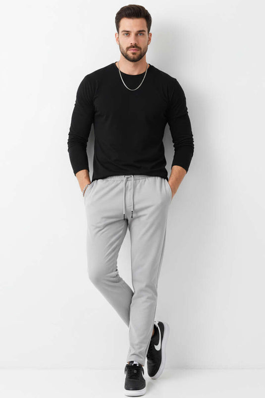 Pantalon homme gris en lycra avec cordon à la taille Loyşa Bel