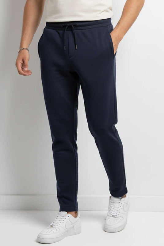 Loyşa Waist-Tie Stretch Men's Pants Navy Blue