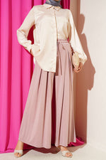 Pantalon Large En Poudré Élastiqué