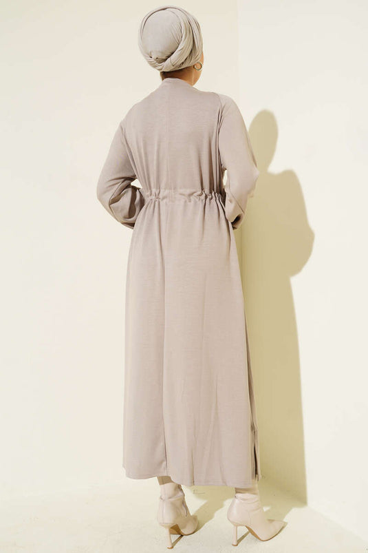 Loyşa Waist Tunnel Detailed Dress Beige