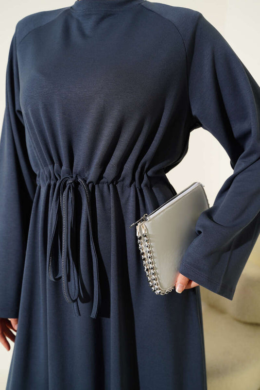 Loyşa Bel Tünel Detaylı Elbise Füme