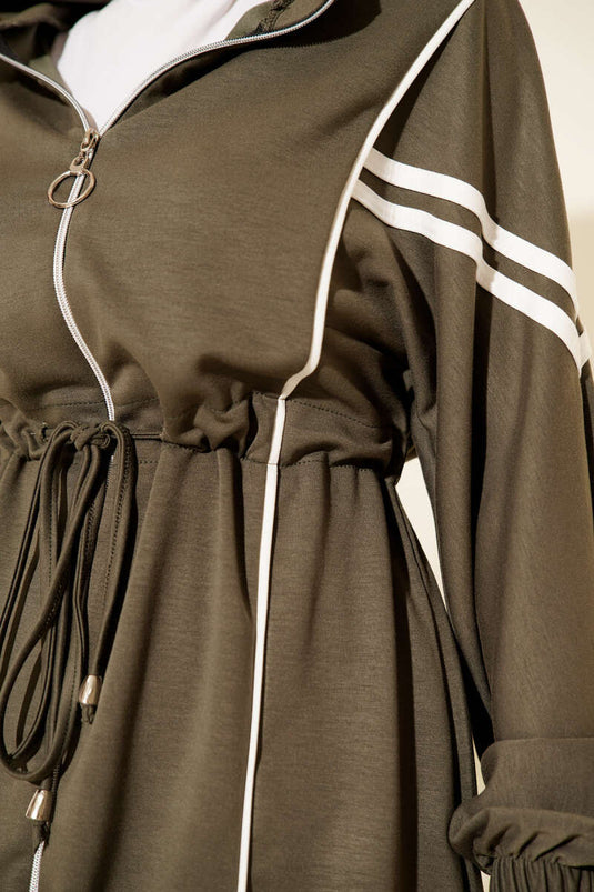 Loyşa Waist Tunnel Gestreept Tweedelig Pak Khaki