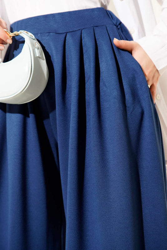 Loyşa Beli Lastikli Şalvar Pantolon Lacivert