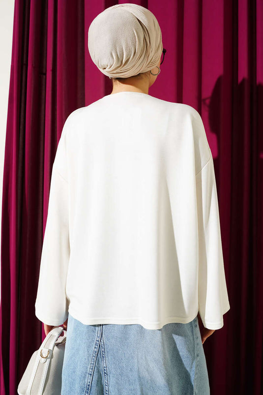 Loyşa Wrist Crest Basic Blouse Ecru