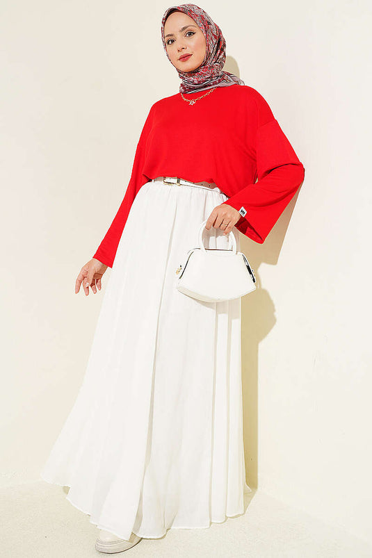 Loyşa Basic Blouse Met Polsborduurrood