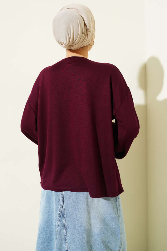 Loyşa Wrist Crest Basic Blouse Plum