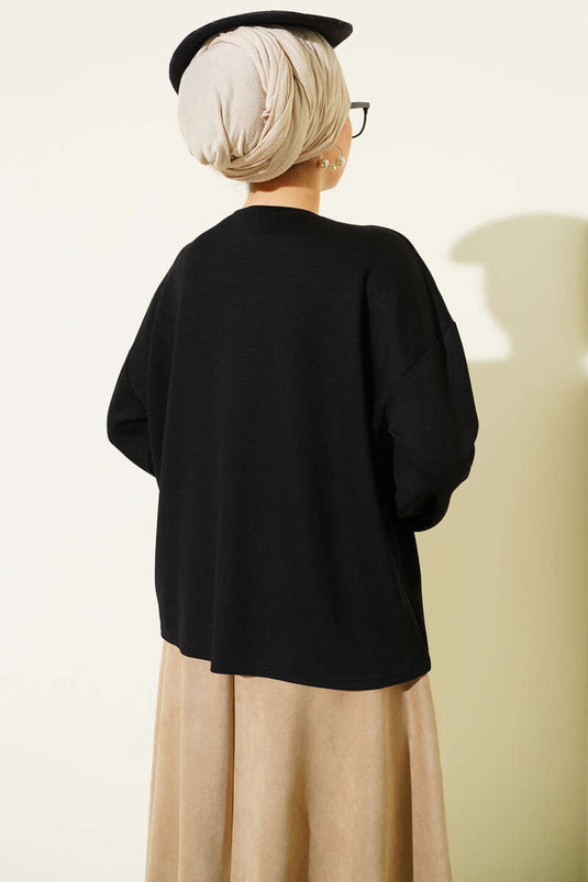 Loyşa Wrist Crest Basic Blouse Black