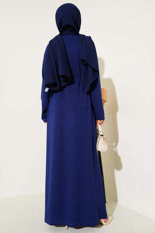 Loyşa Wrist Crest Belted Dress Navy Blue