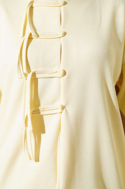 Loyşa Brit Zweiteiliger Anzug mit geknöpftem Rock Gelb