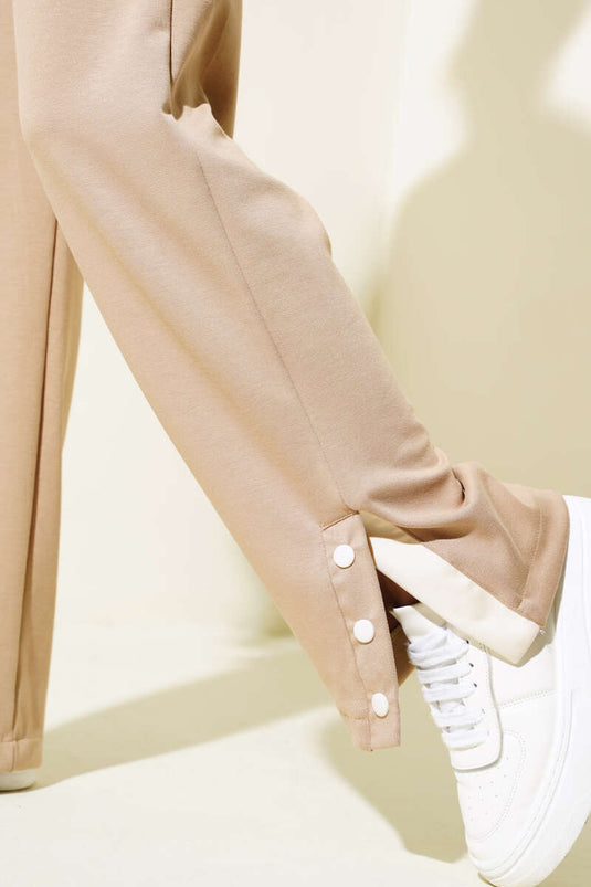 Loyşa Snap-Decorated Two-Piece Set Latte