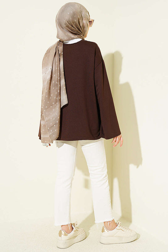 Loyşa Düşük Omuz Basic Tunik Kahve