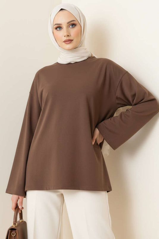 تونيك لويزا الأساسي مكشوف الكتفين باللون البني