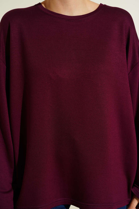 Loyşa Düşük Omuz Basic Tunik Mürdüm