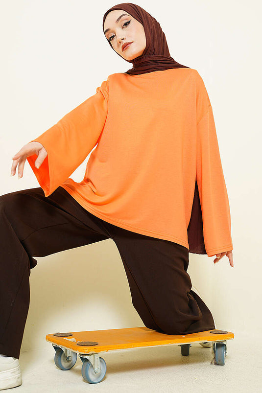 Loyşa Off-Shoulder Basic Tunic Orange