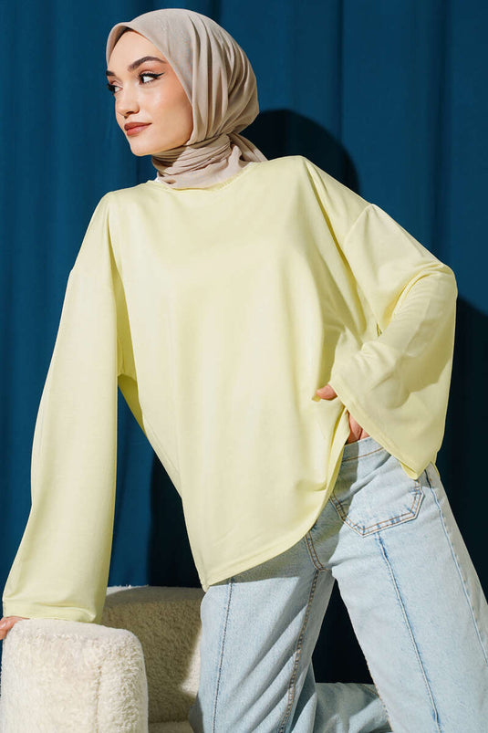 Loyşa Düşük Omuz Basic Tunik Sarı
