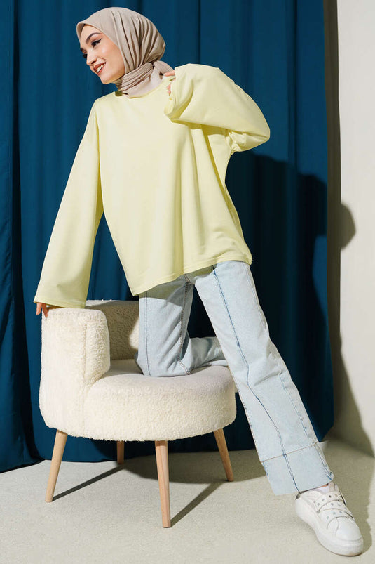 Loyşa Düşük Omuz Basic Tunik Sarı