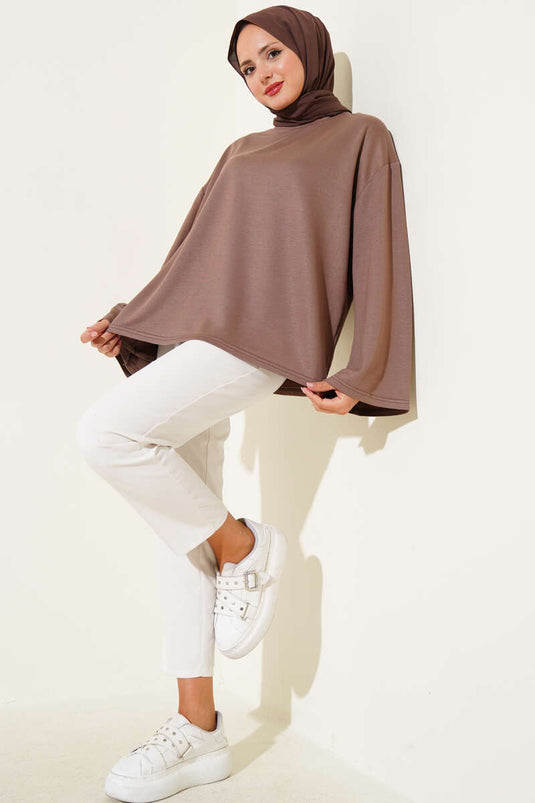 Loyşa Off-Shoulder Basic Tunic Mink