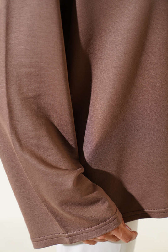 Loyşa Off-Shoulder Basic Tunic Mink