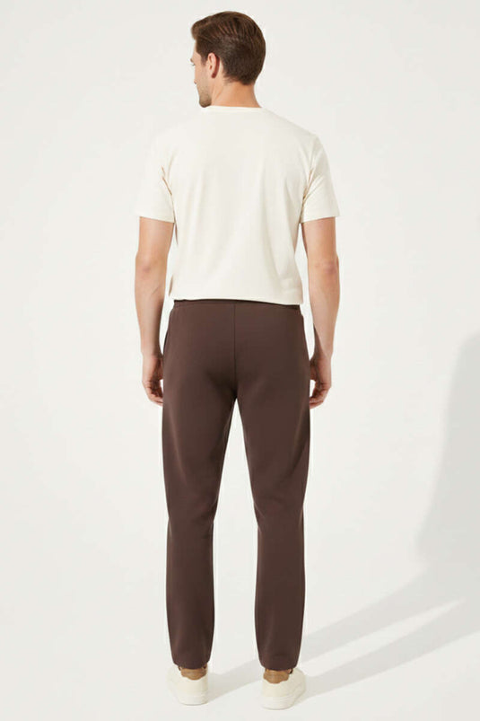 لويسا بنطلون رياضي رجالي بقصة مستقيمة بني