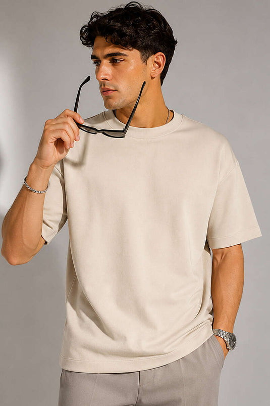 Loyşa Erkek Basic T-shirt Bej
